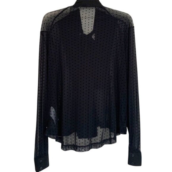 One Teaspoon Black Polka Dot Sheer Blouse Women's Size Small Big Bow Detail - Picture 3 of 10